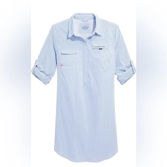 Vineyard Vines Blue Striped Swim Coverup - Picture 1 of 12